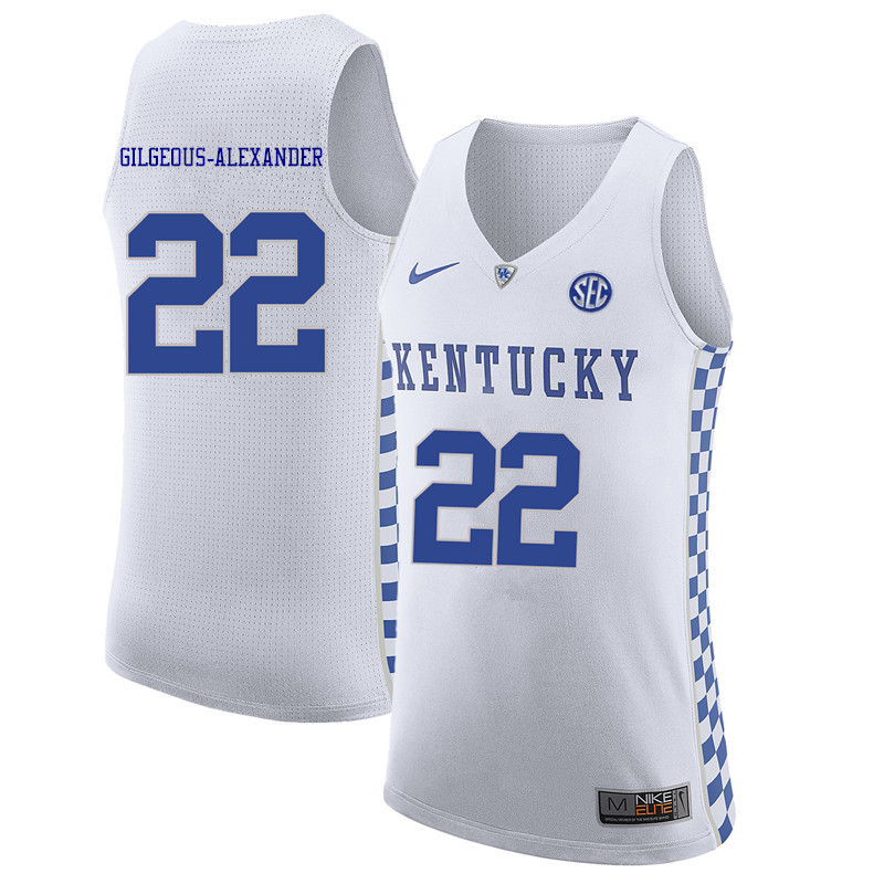 Men Kentucky Wildcats #22 Shai Gilgeous-Alexander College Basketball Jerseys Sale-White